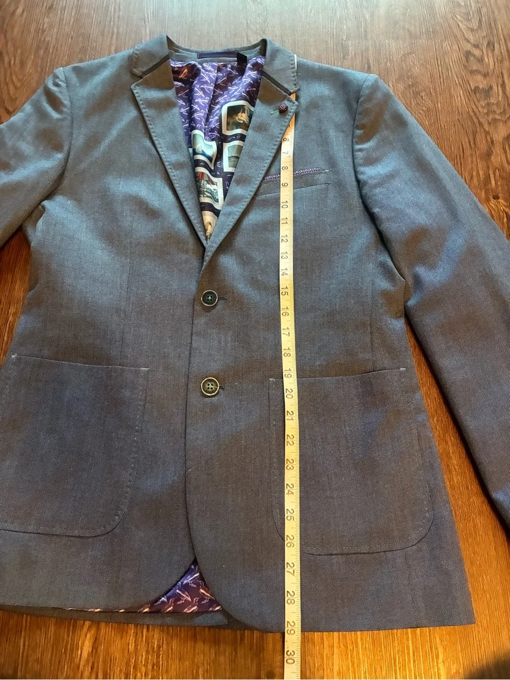 Ted Baker Blue Blazer w/ Purple Detailing & Green Stitching - US Size M